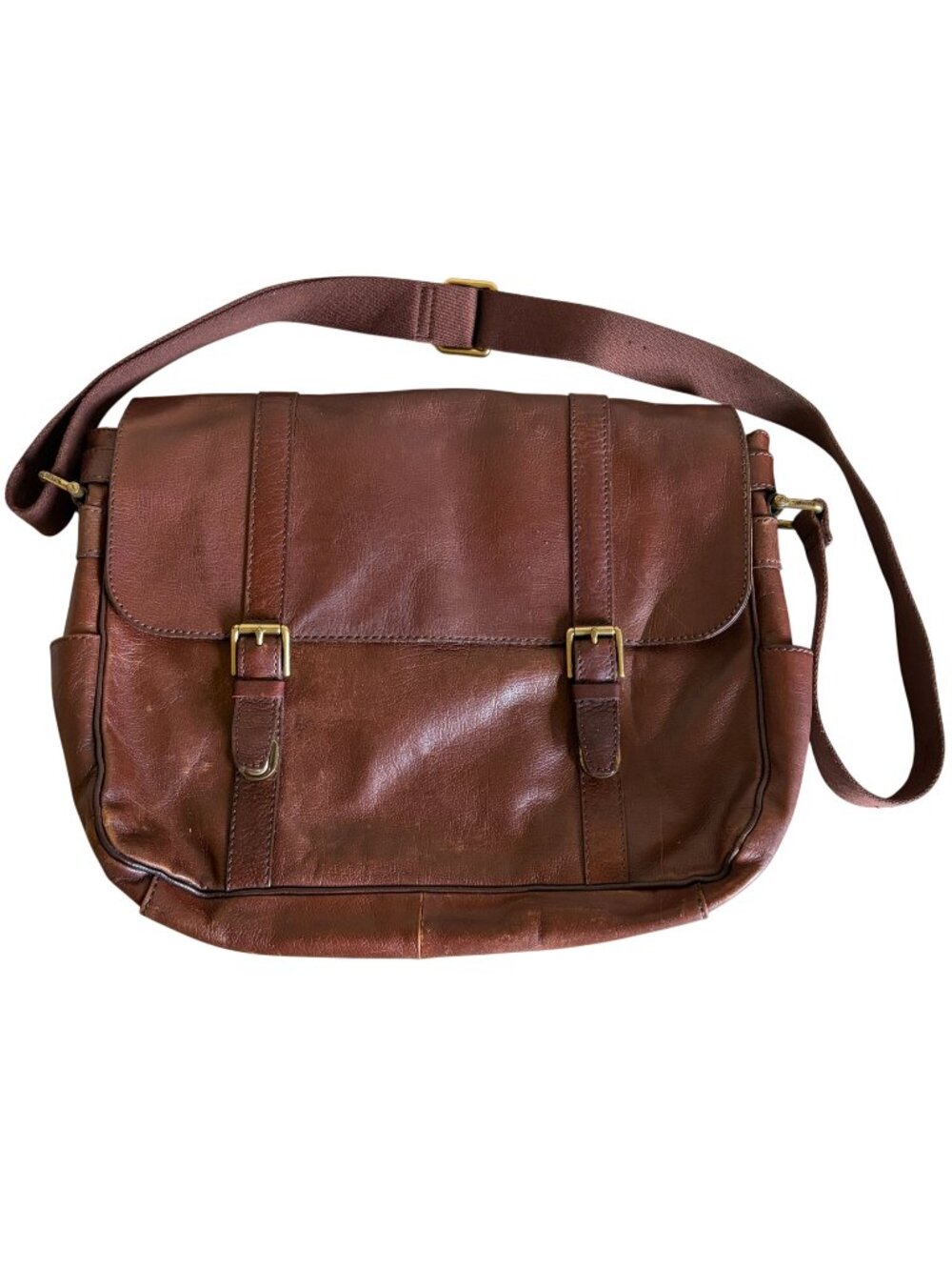 Fossil Estate Leather East West Messenger Bag Brown Leather